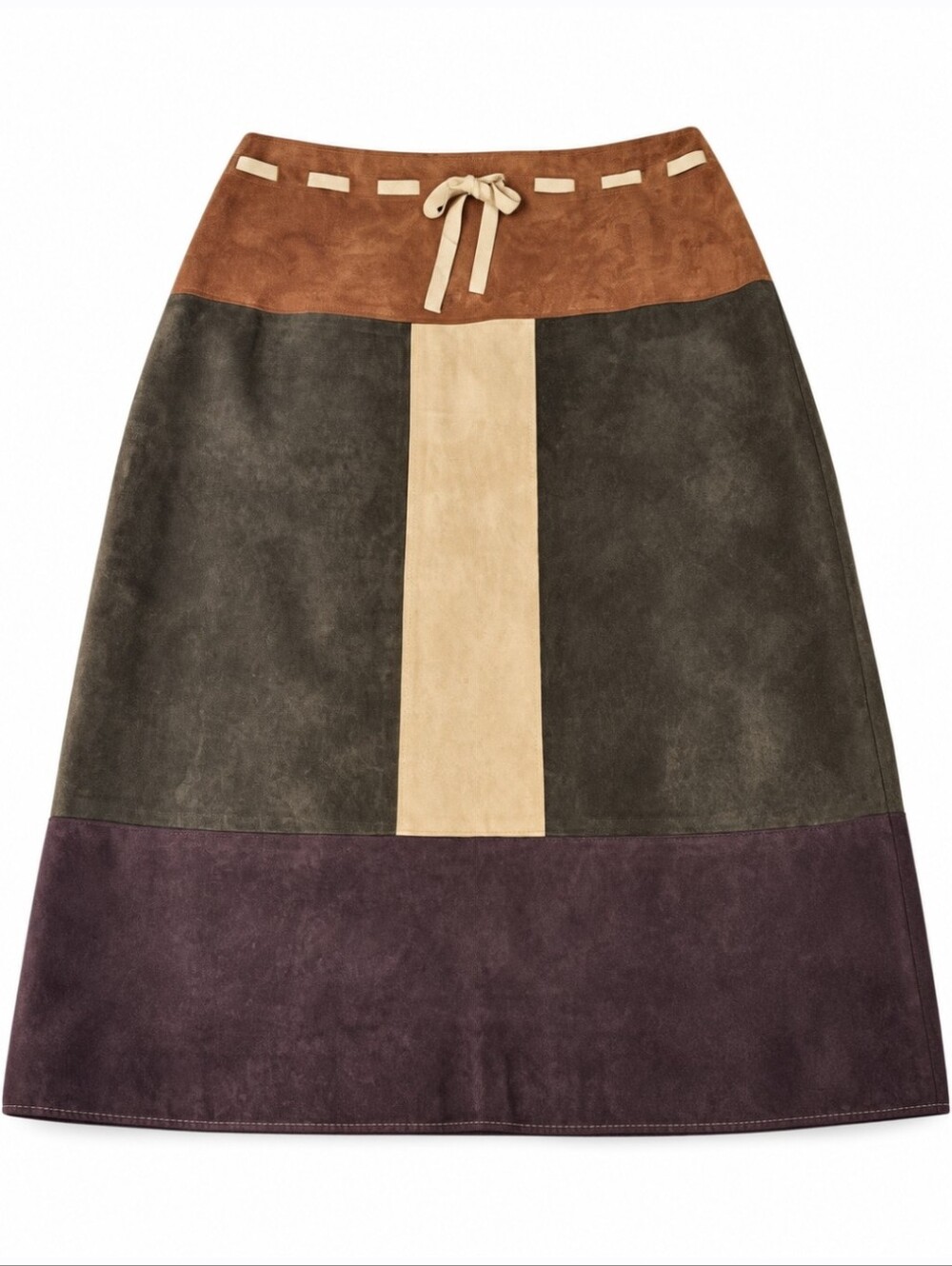 Vintage Patchwork Suede Skirt
